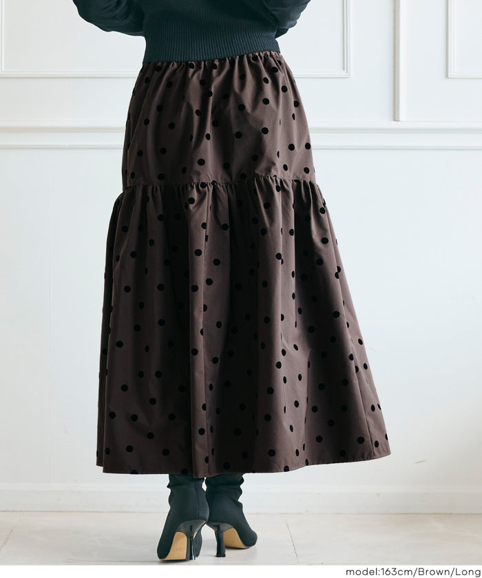 コカ coca フロッキープリントティアードスカート （Black） Black