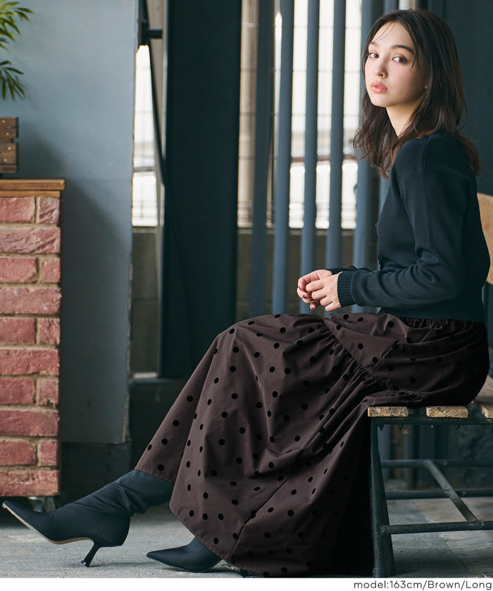 コカ coca フロッキープリントティアードスカート （Black） Black