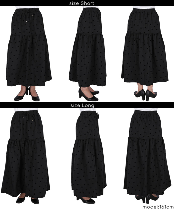 コカ coca フロッキープリントティアードスカート （Black） Black
