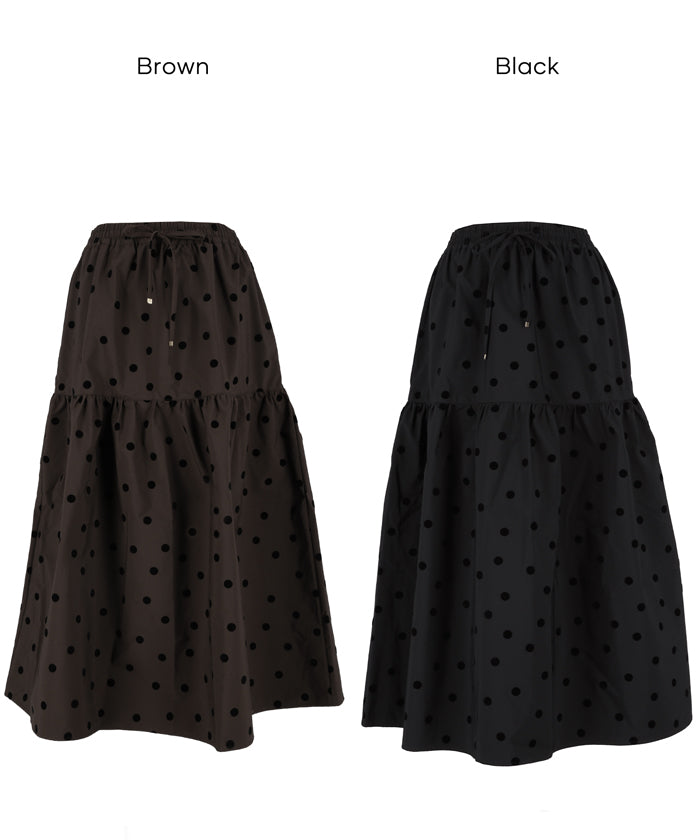 コカ coca フロッキープリントティアードスカート （Black） Black