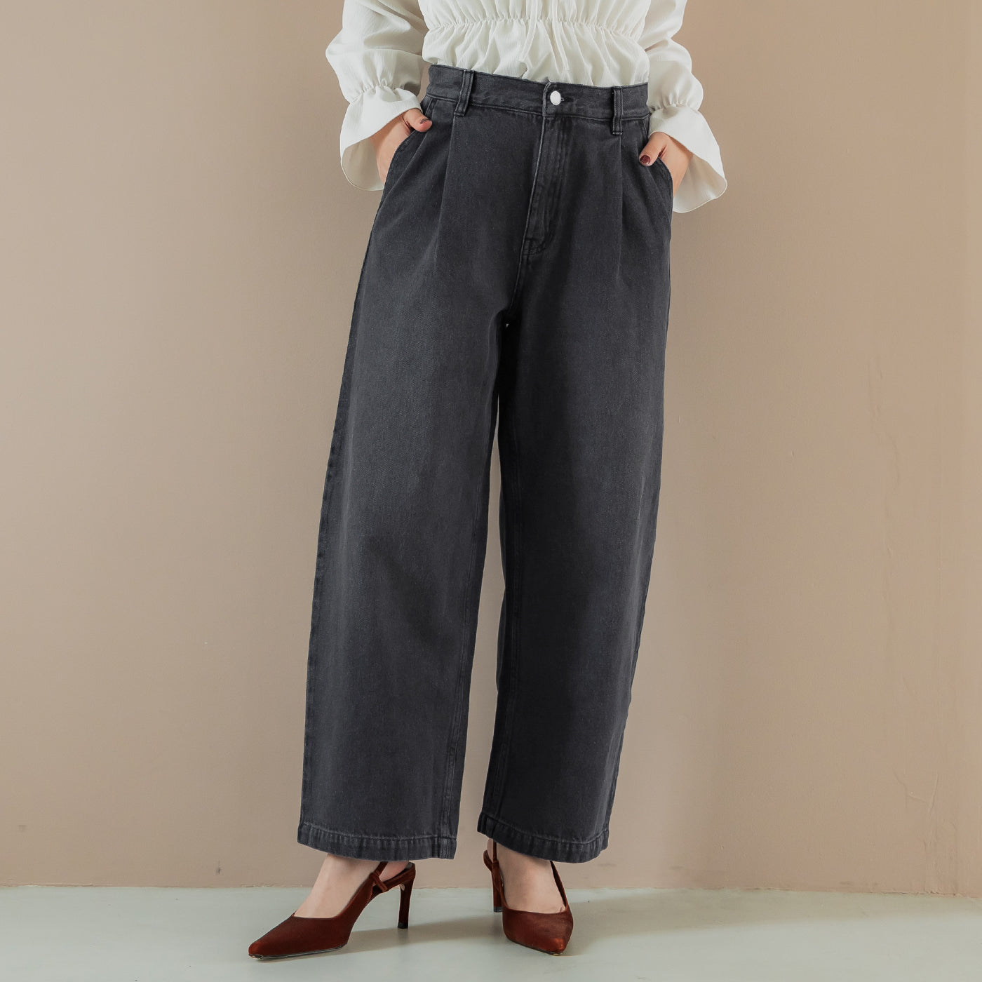 コカ coca タックデニムパンツ （Black） Black