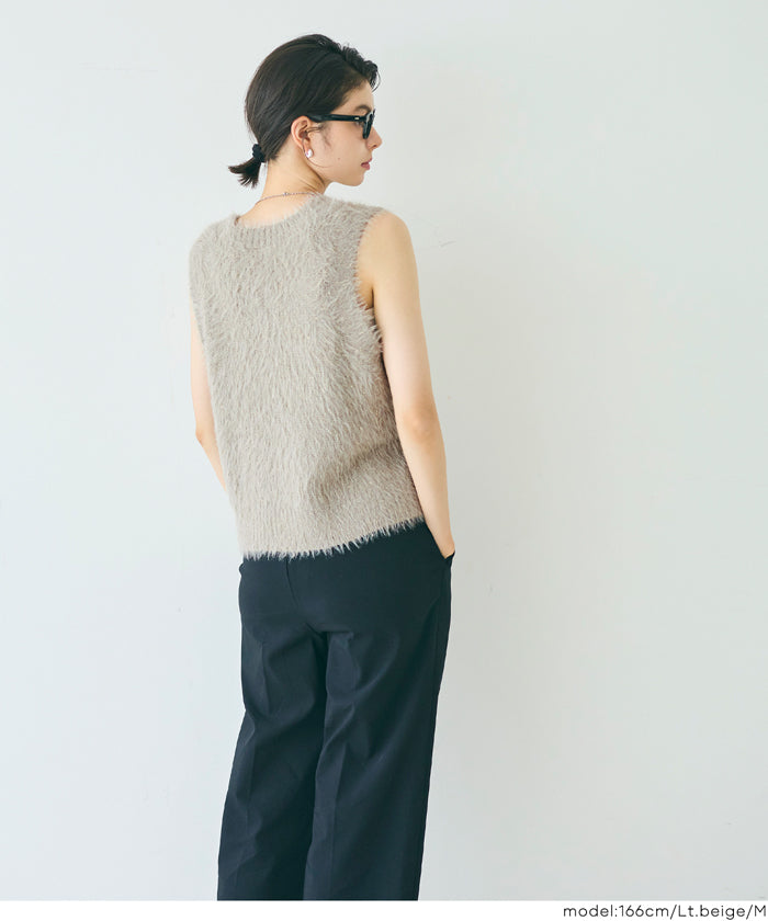 コカ coca ラメふんわりシャギーVネックニットベスト （Lt.beige） Lt.beige