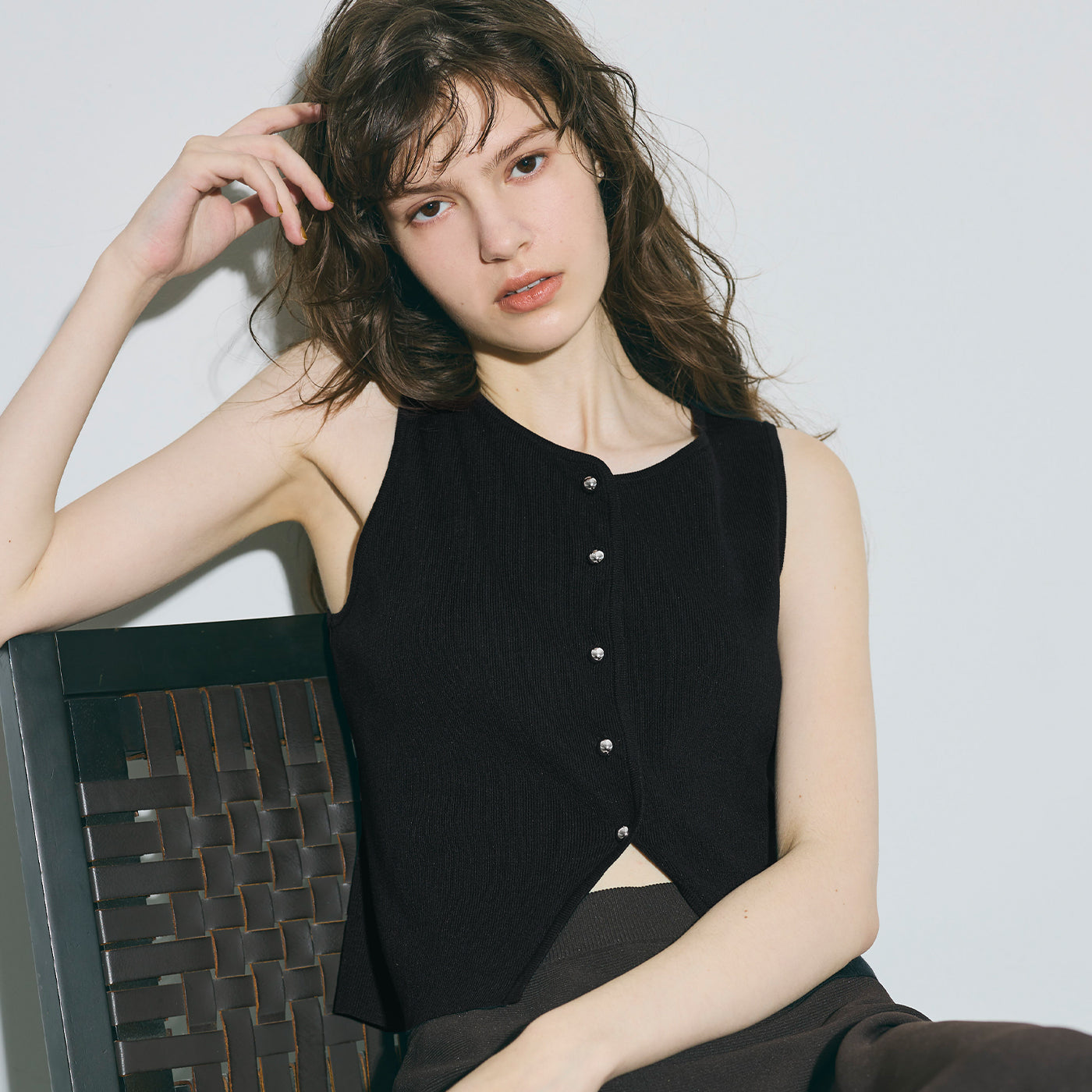 コカ coca ボタンニットベスト （Black） Black