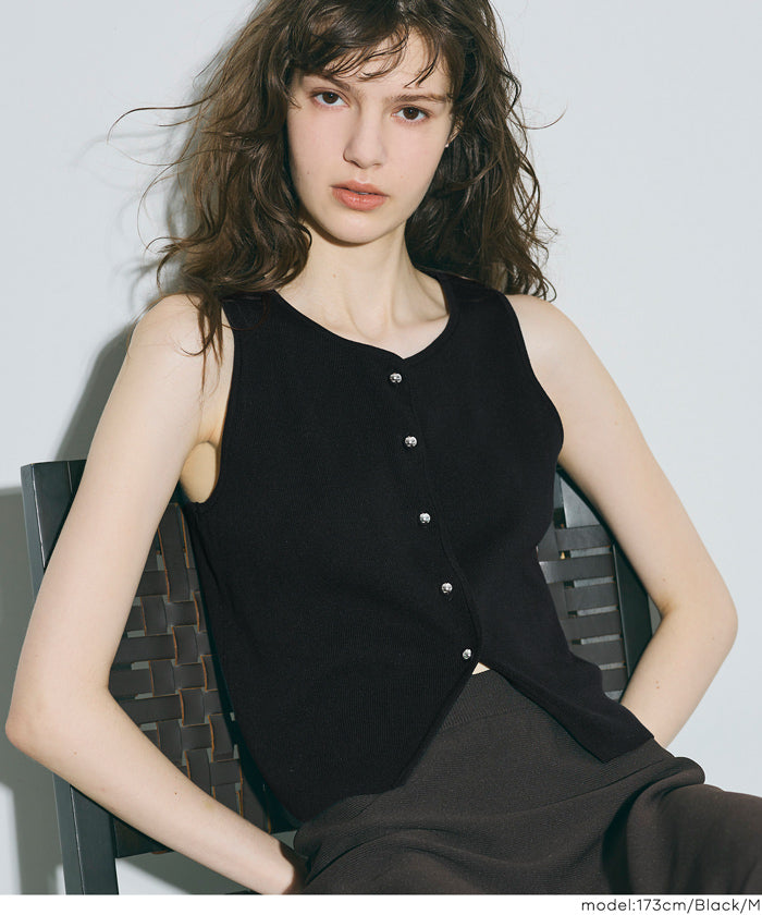 コカ coca ボタンニットベスト （Black） Black