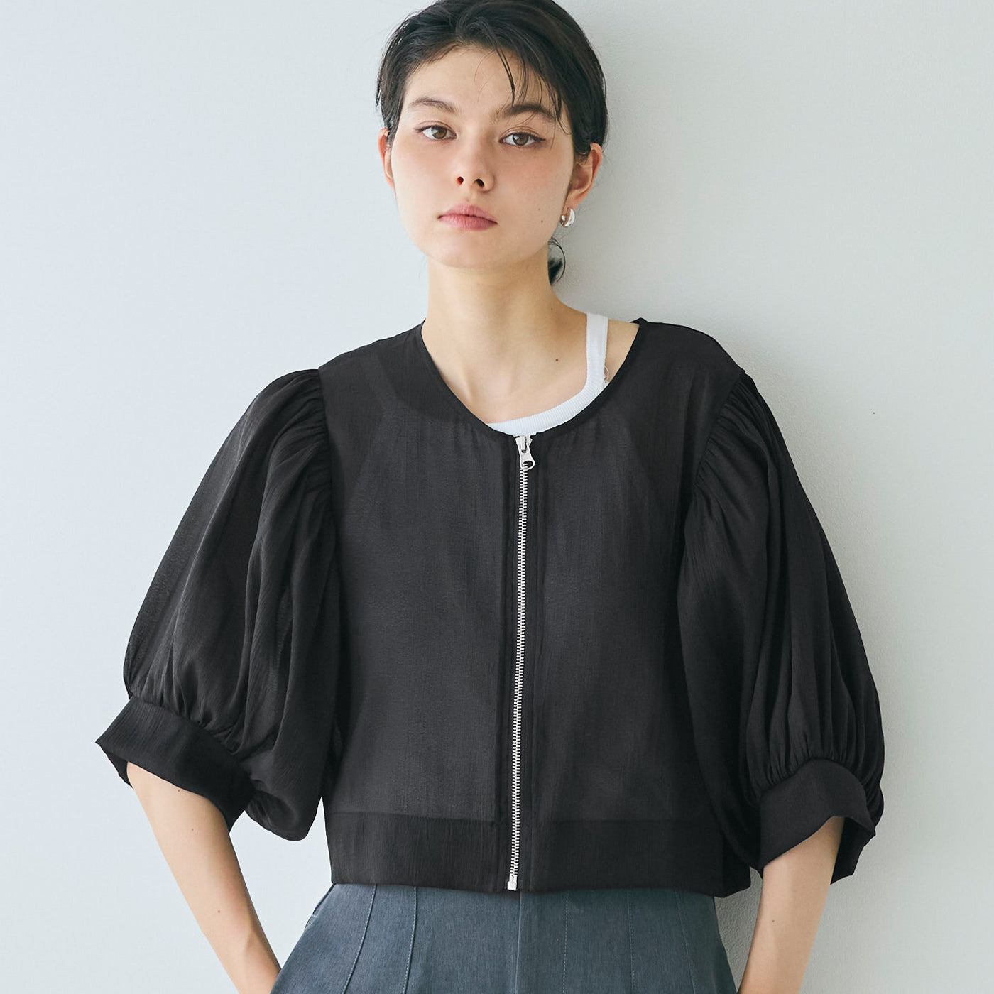 コカ coca シースルーブラウスジャケット （Black） Black