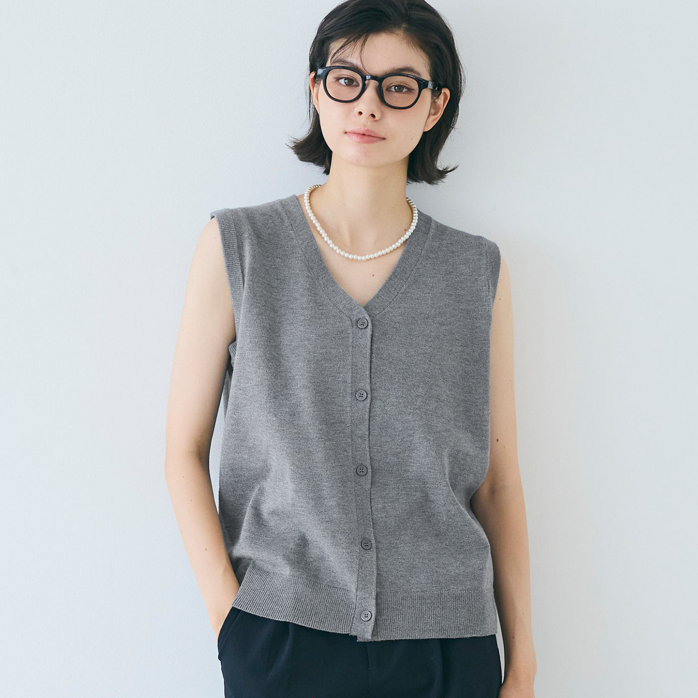 コカ coca Vネックニットベスト （Gray） Gray