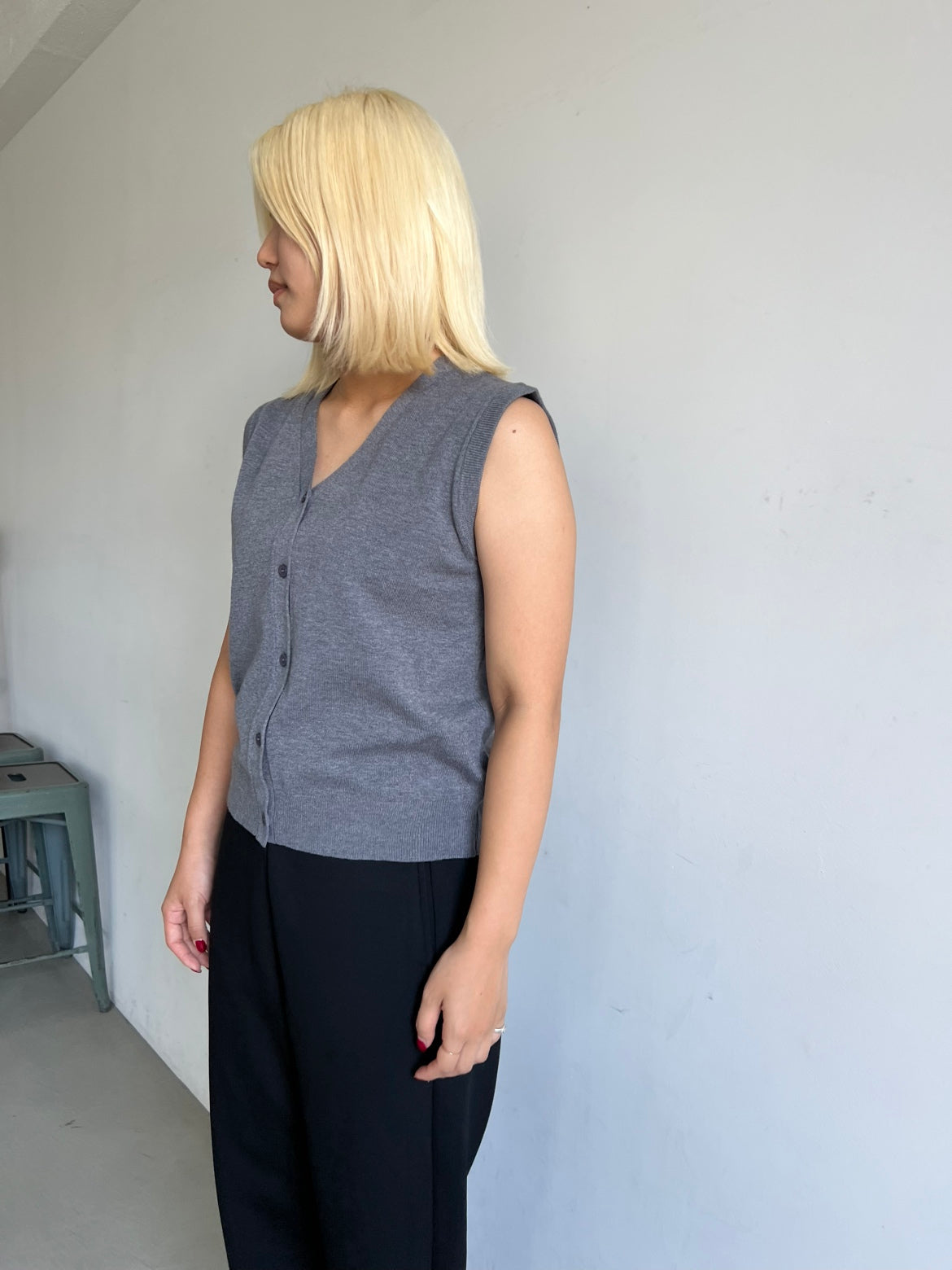 コカ coca Vネックニットベスト （Gray） Gray