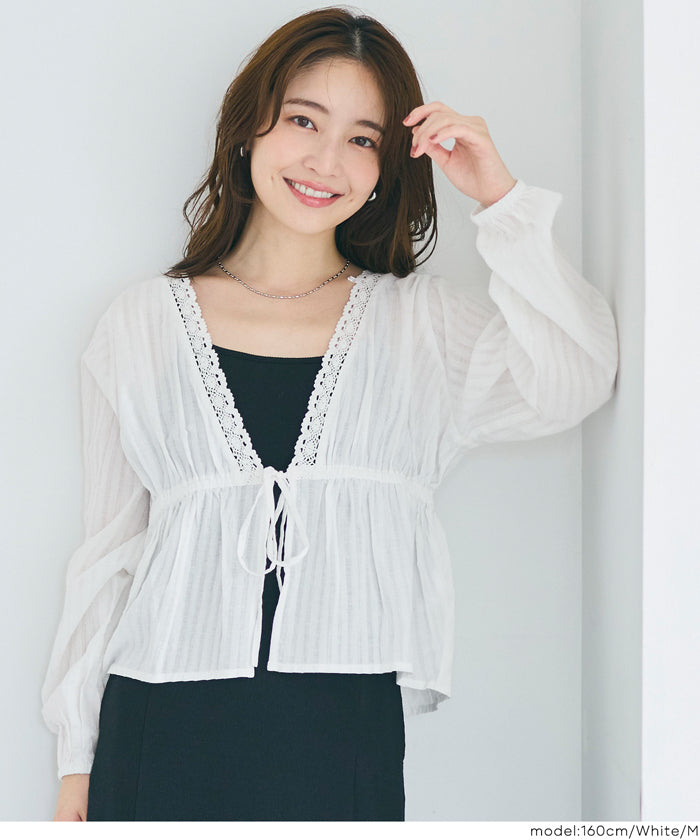 コカ coca コットンドビーストライプブラウス （White） White