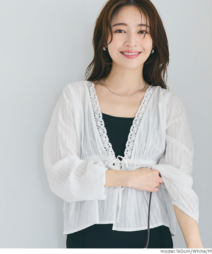 コカ coca コットンドビーストライプブラウス （White） White