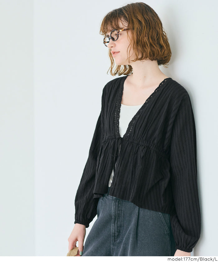 コカ coca コットンドビーストライプブラウス （White） White