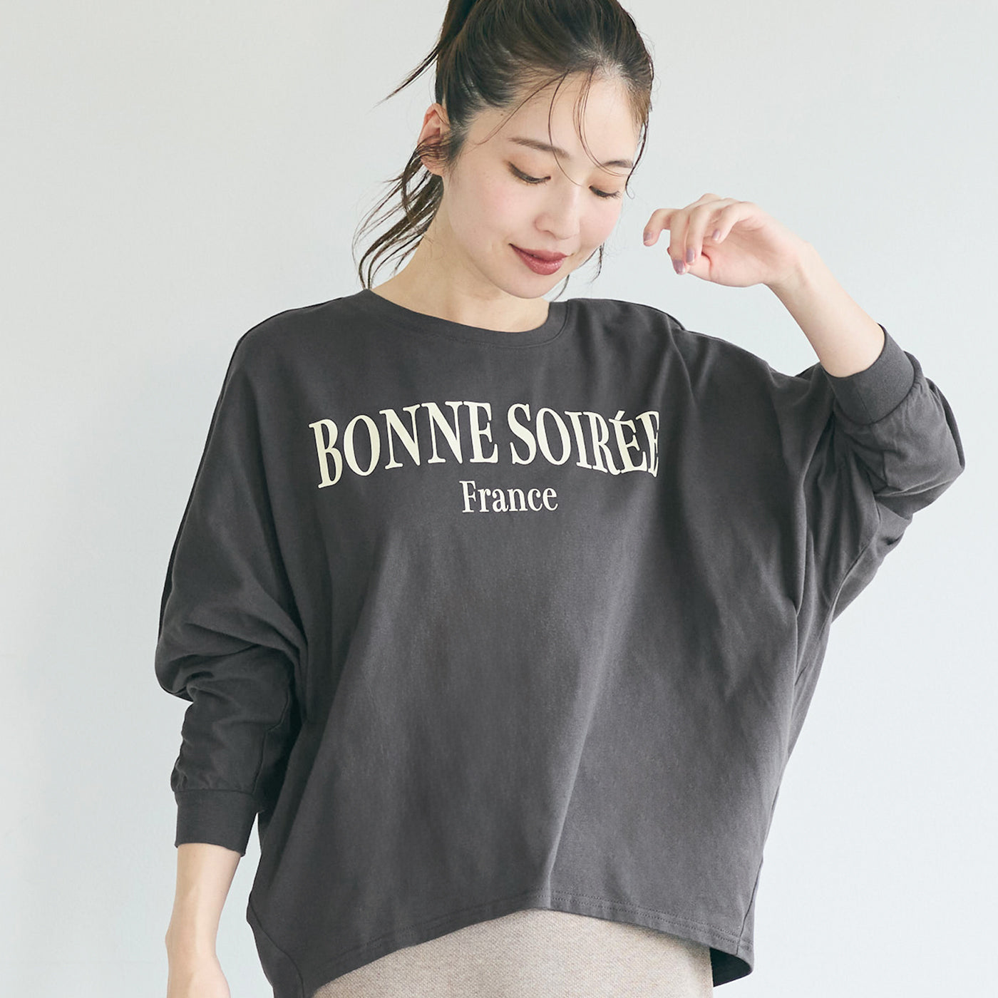 コカ coca ドルマンロゴTシャツ （Charcoal） Charcoal