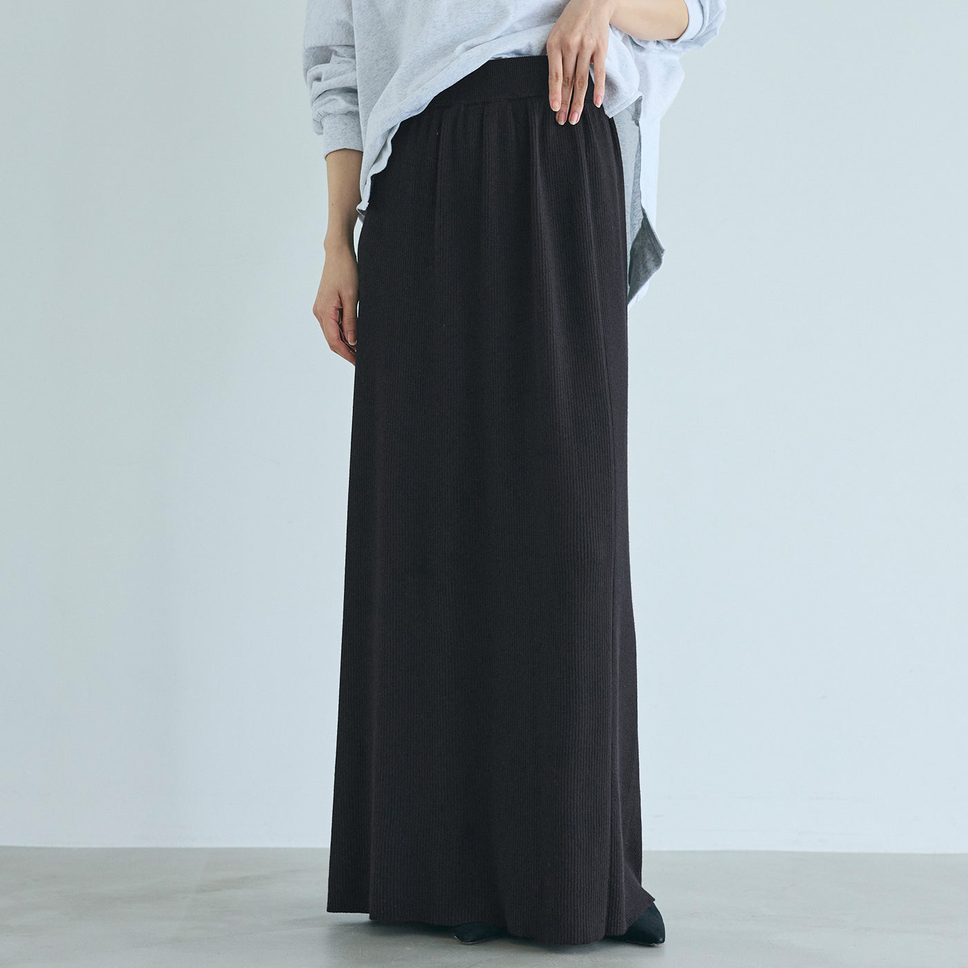 コカ coca とろみリブニットスカート （Black） Black