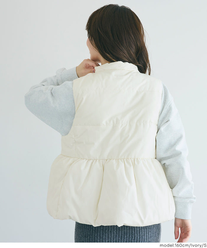 コカ coca フード付きペプラム中綿ベスト （Navy） Navy