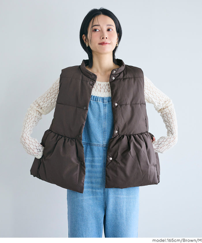 コカ coca フード付きペプラム中綿ベスト （Navy） Navy