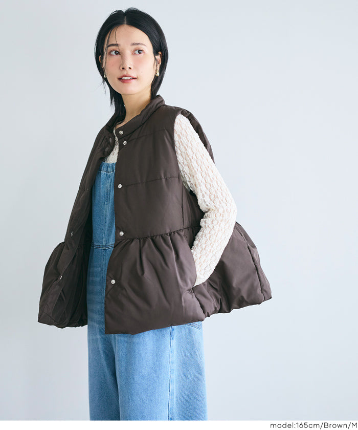 コカ coca フード付きペプラム中綿ベスト （Navy） Navy