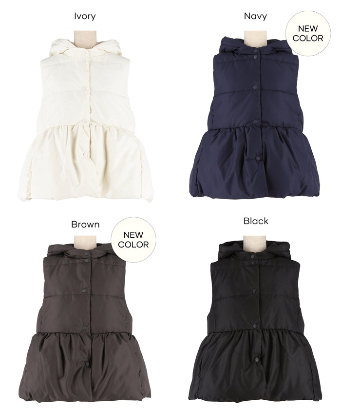 コカ coca フード付きペプラム中綿ベスト （Navy） Navy