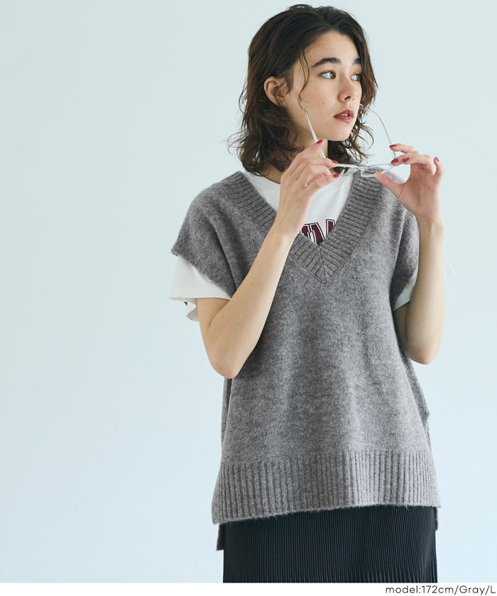 コカ coca ヤク風Vネックニットベスト （Gray） Gray