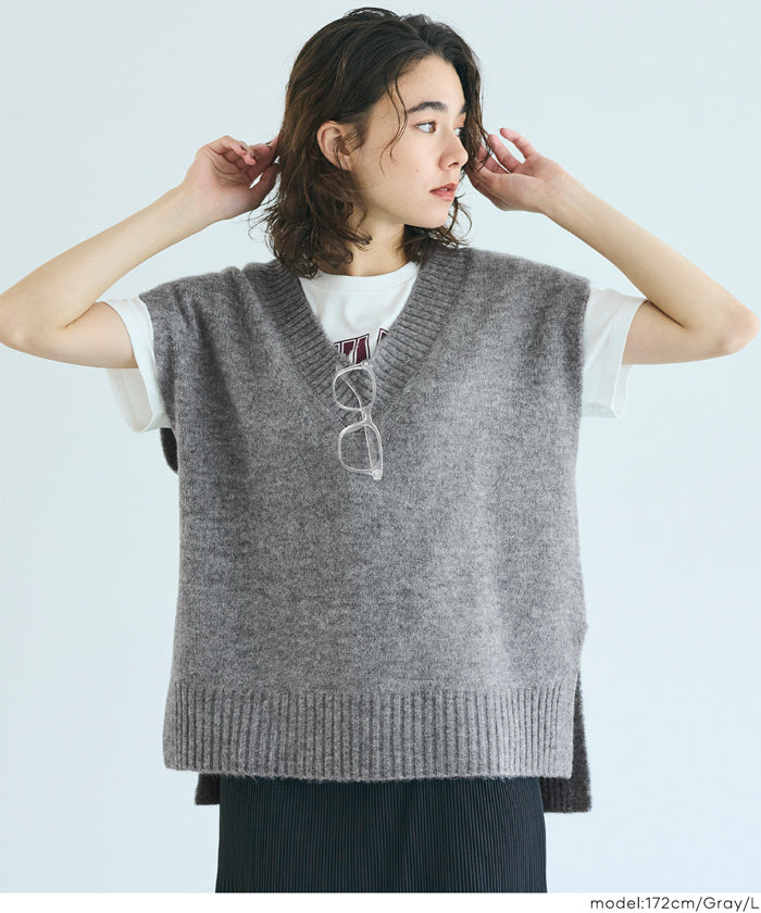 コカ coca ヤク風Vネックニットベスト （Gray） Gray