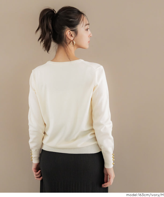 コカ coca 袖金ボタンニットトップス （Ivory） Ivory
