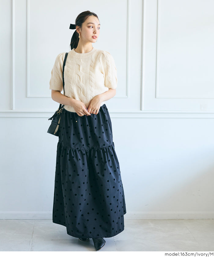 コカ coca ヤク風ケーブル半袖ニット （Ivory） Ivory