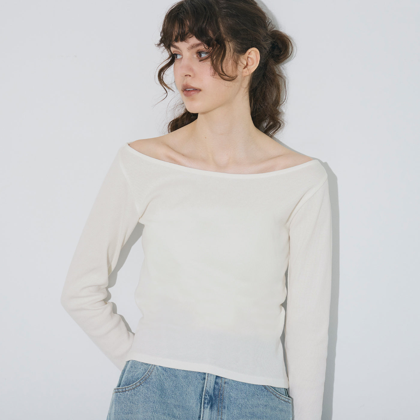コカ coca テレコリブオフショルダートップス （White） White