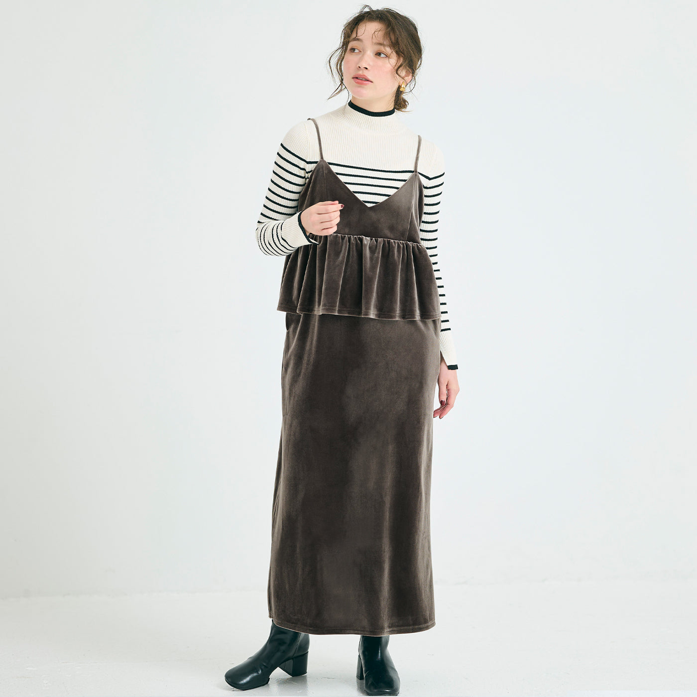 コカ coca ベロアドッキングキャミワンピース （Brown） Brown