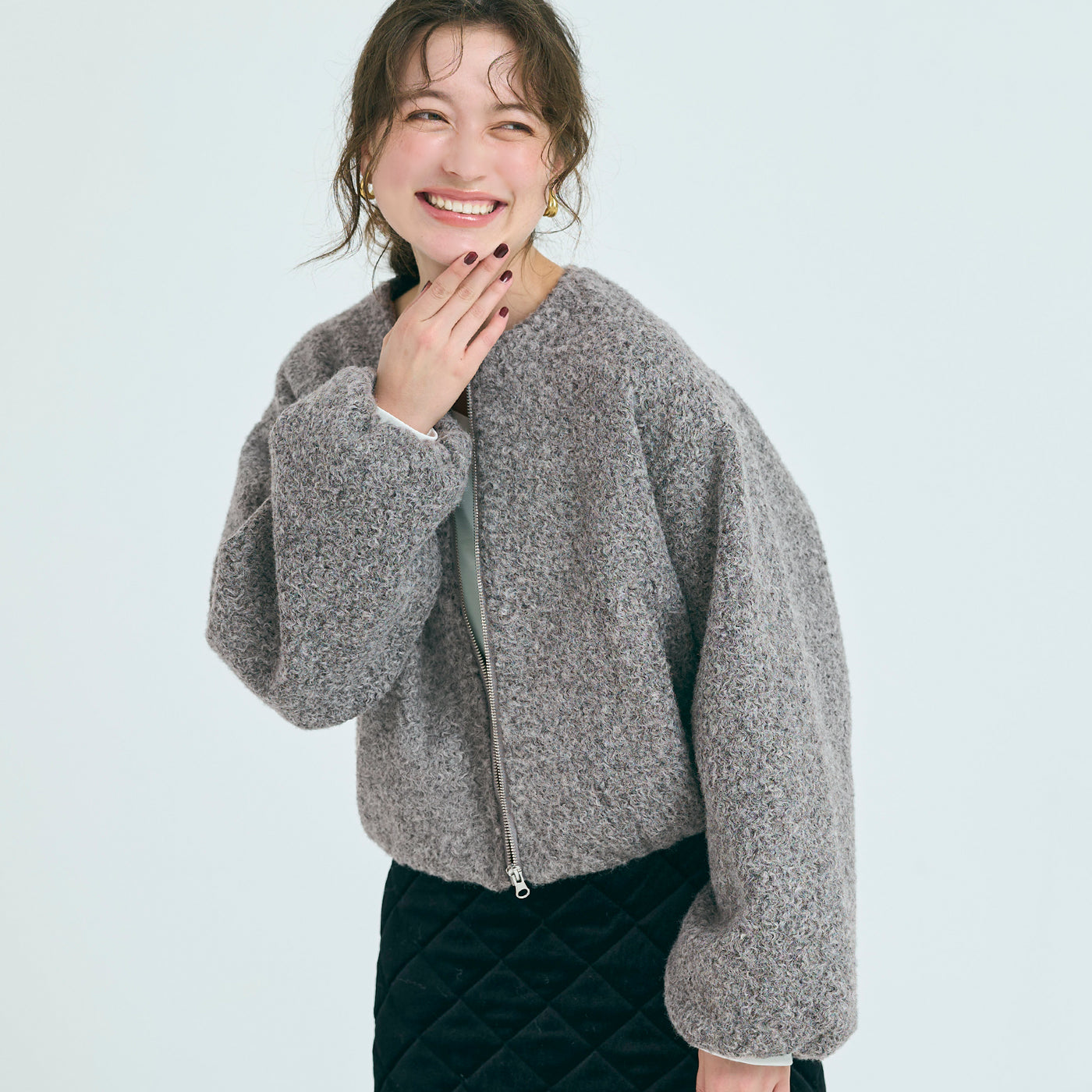 コカ coca カーリーボアブルゾン （Gray） Gray