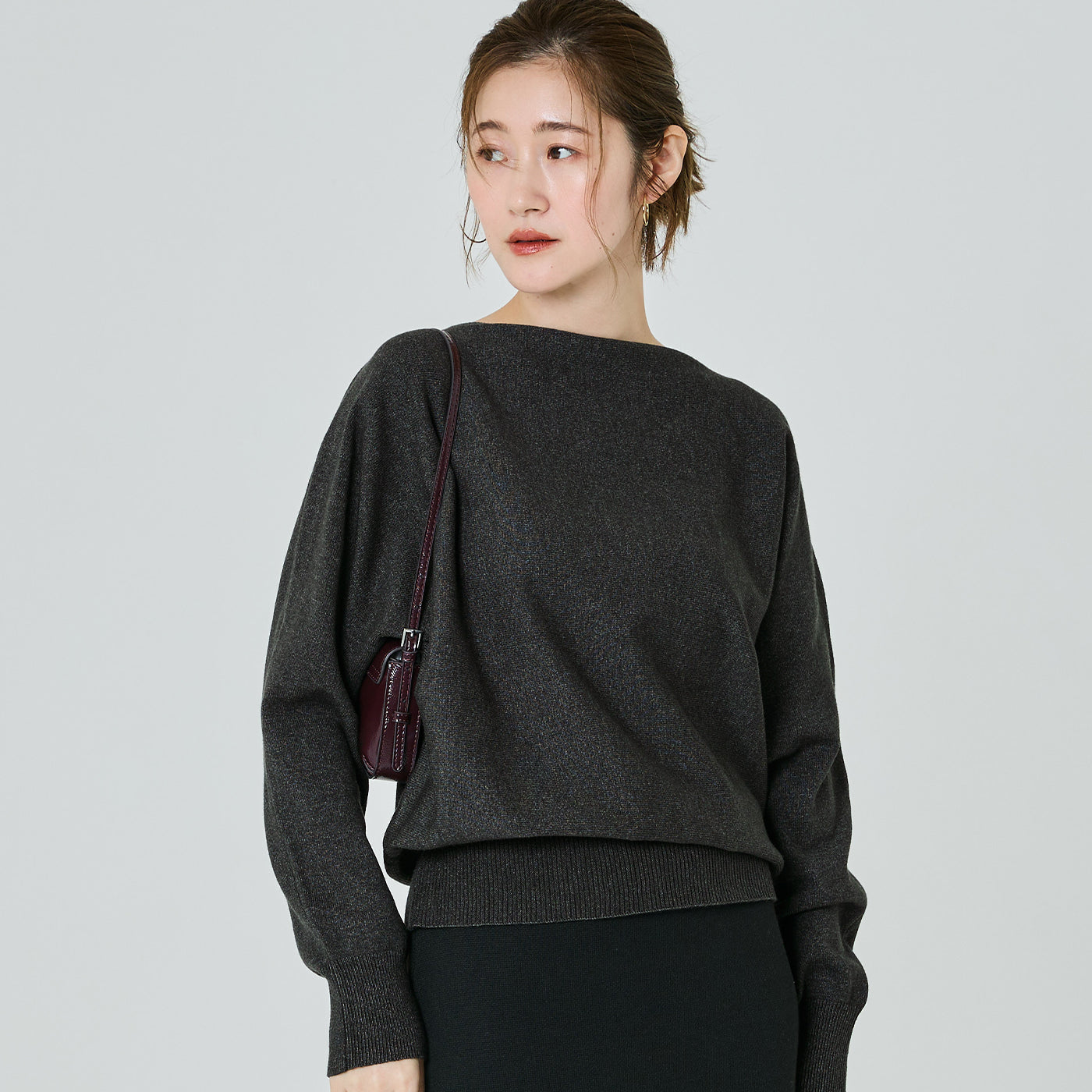 コカ coca ボートネックドルマンニット （Charcoal） Charcoal