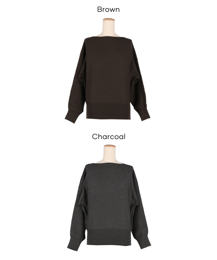 コカ coca ボートネックドルマンニット （Charcoal） Charcoal