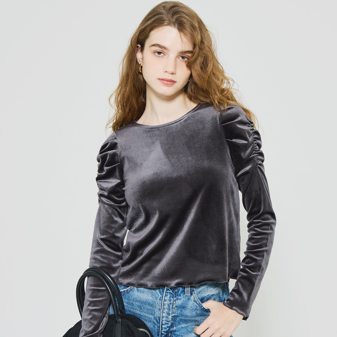 コカ coca ベロアシャーリングトップス （Charcoal） Charcoal