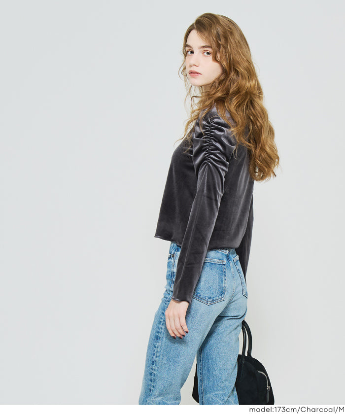 コカ coca ベロアシャーリングトップス （Charcoal） Charcoal