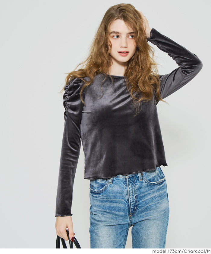 コカ coca ベロアシャーリングトップス （Charcoal） Charcoal