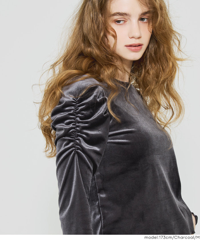 コカ coca ベロアシャーリングトップス （Charcoal） Charcoal