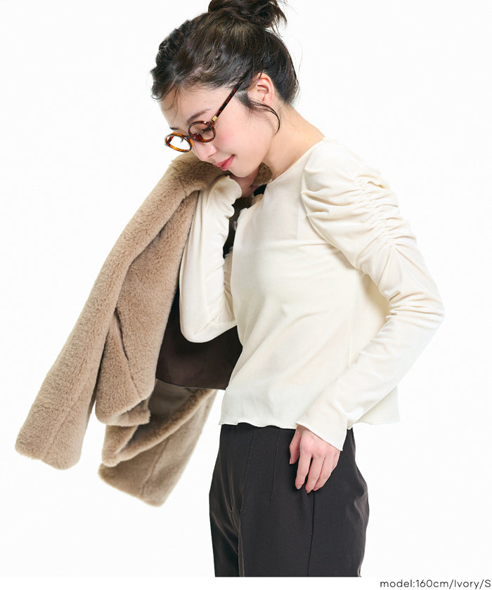 コカ coca ベロアシャーリングトップス （Charcoal） Charcoal