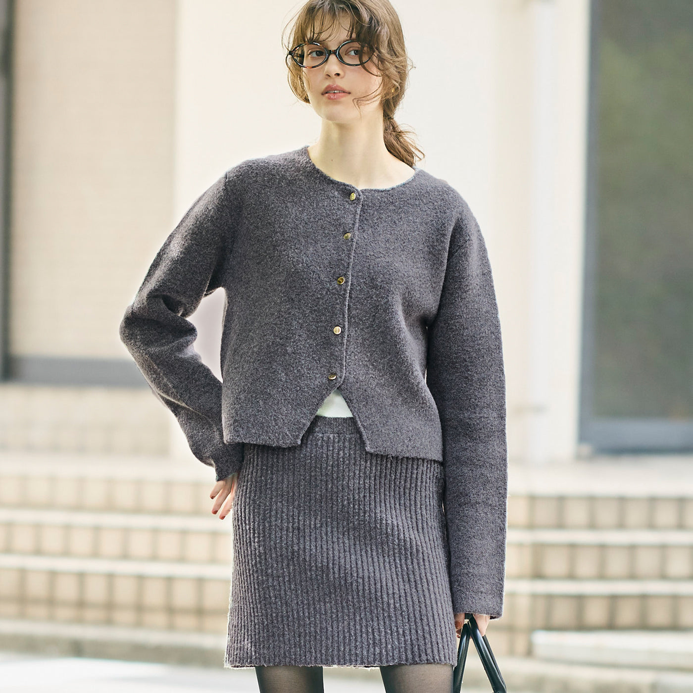 コカ coca 縮絨ニットミニスカート （Gray） Gray