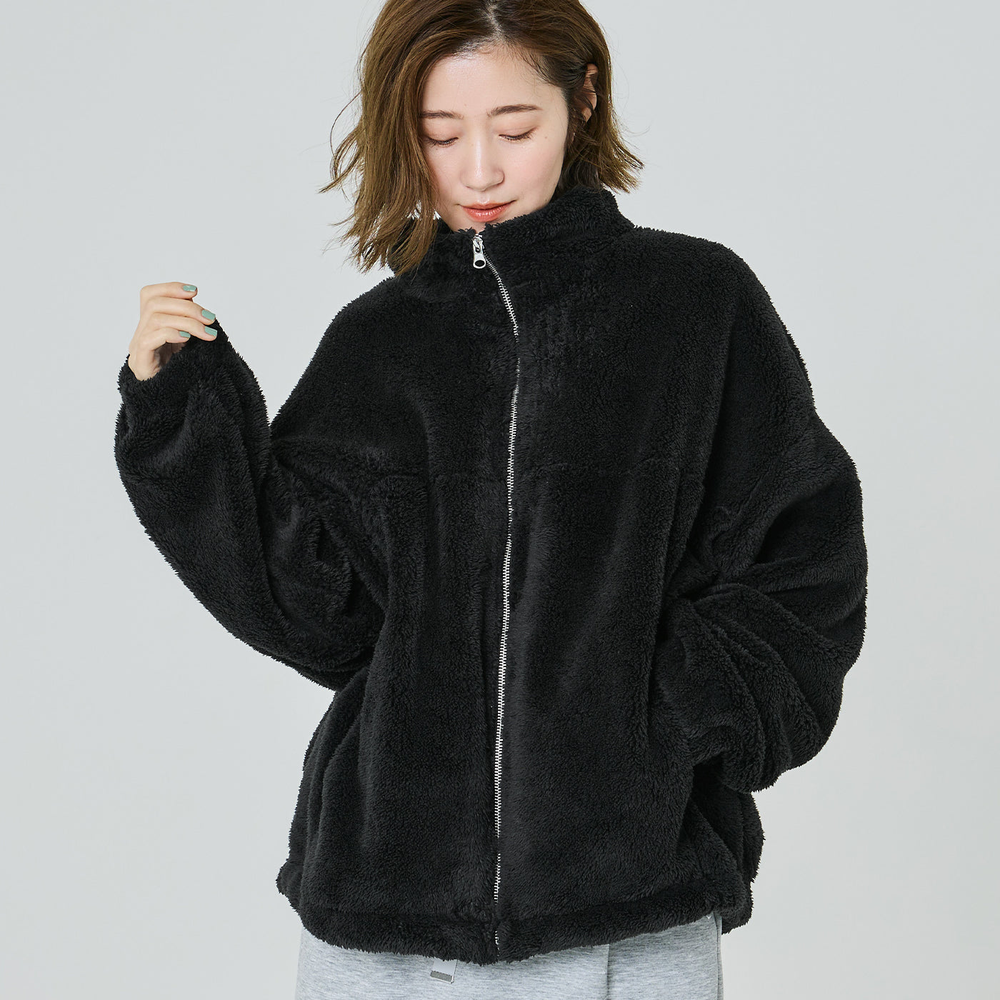 コカ coca フリースジップアップジャケット （Black） Black