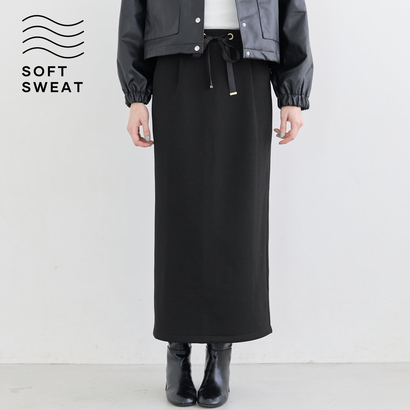 コカ coca ソフトダンボールIラインスカート （Black） Black