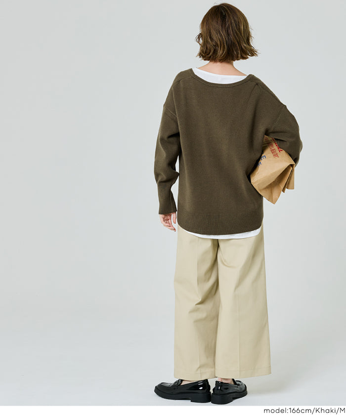 コカ coca ディープVネックニットトップス （Khaki） Khaki