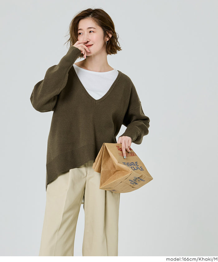 コカ coca ディープVネックニットトップス （Khaki） Khaki