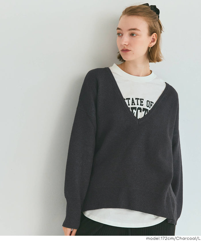 コカ coca ディープVネックニットトップス （Khaki） Khaki