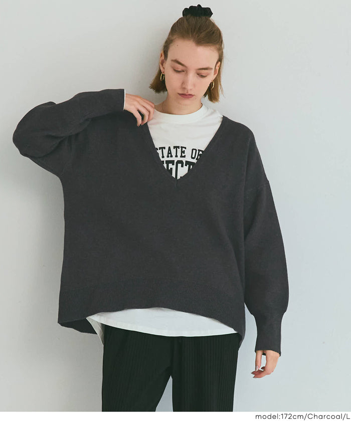 コカ coca ディープVネックニットトップス （Khaki） Khaki