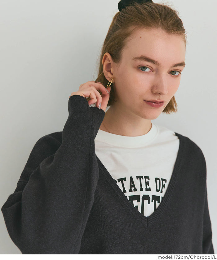 コカ coca ディープVネックニットトップス （Khaki） Khaki