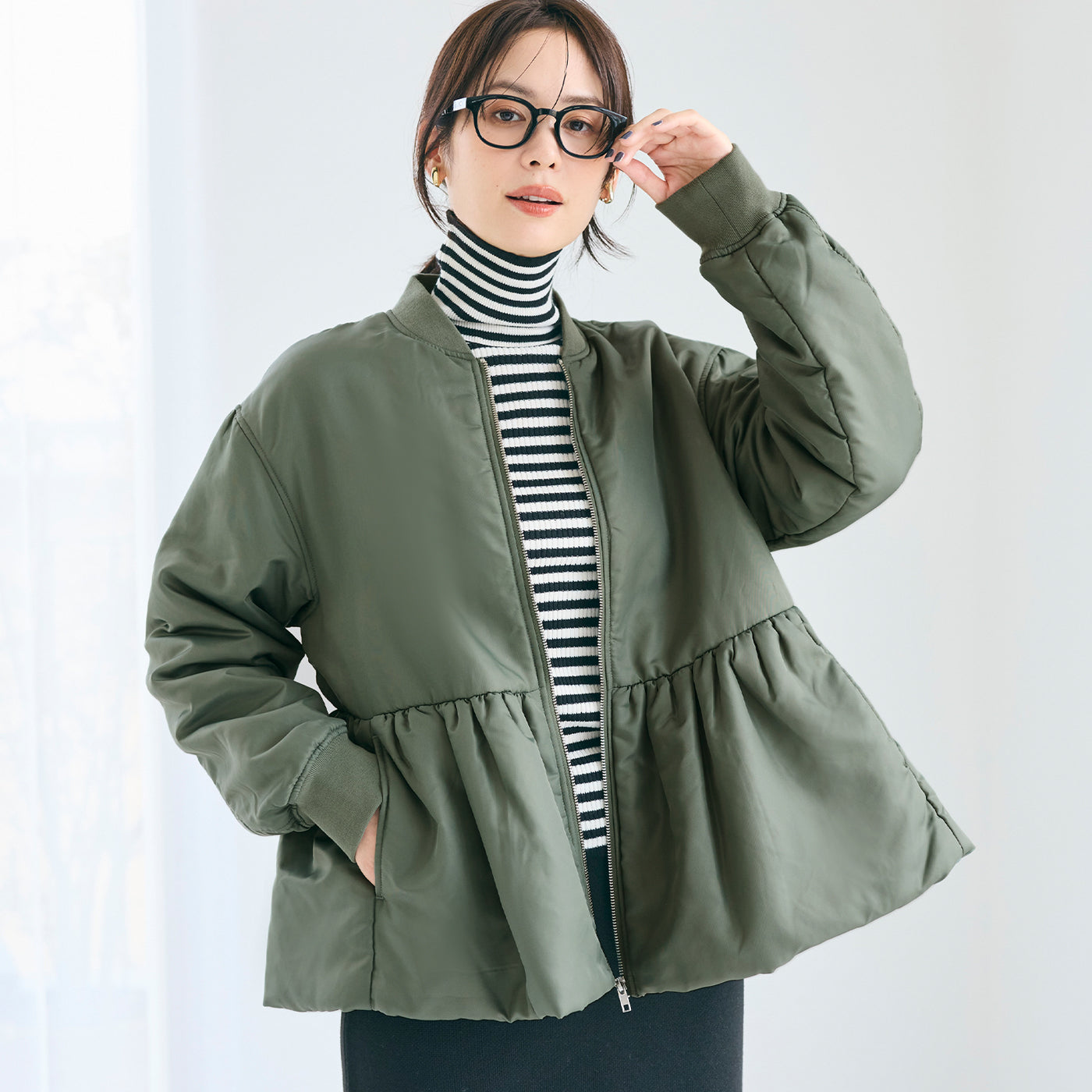 コカ coca ペプラムヘムMA-1 （Khaki） Khaki