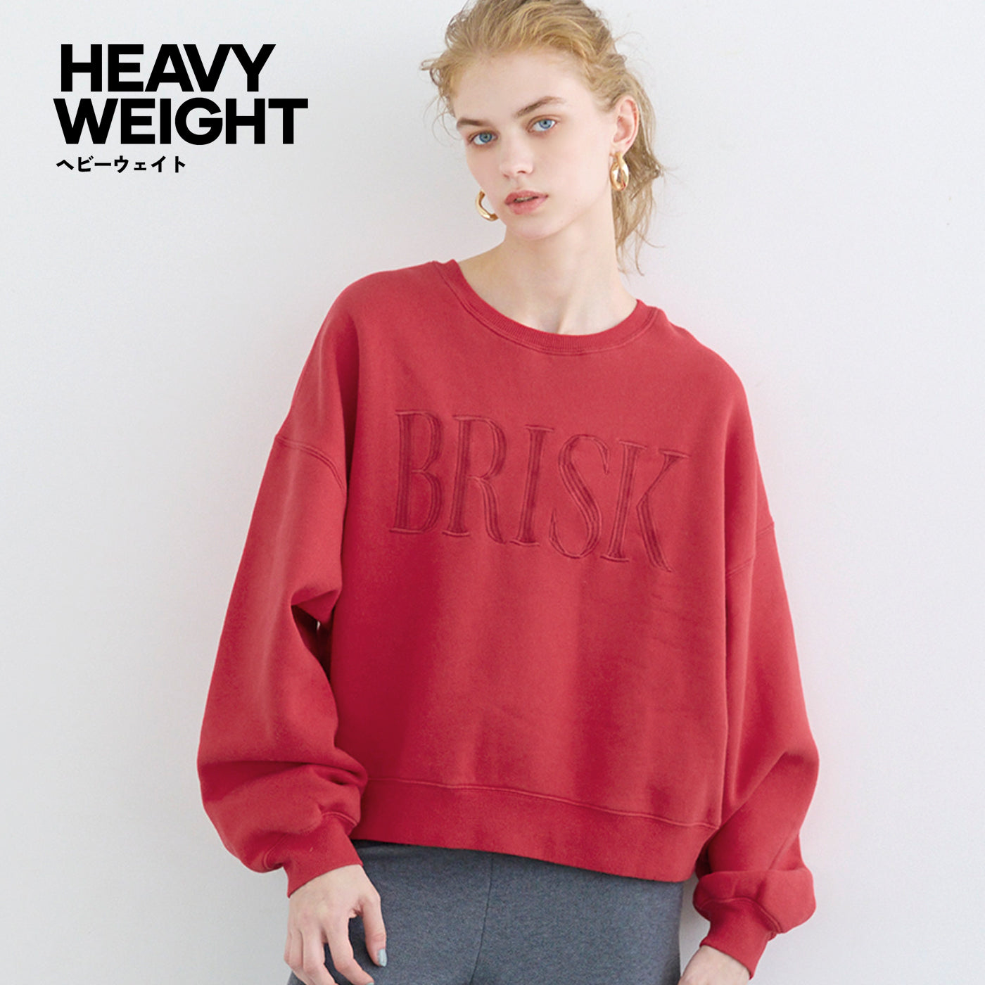 コカ coca ヘビーウェイト裏起毛ビンテージ加工ロゴスウェット （Red） Red