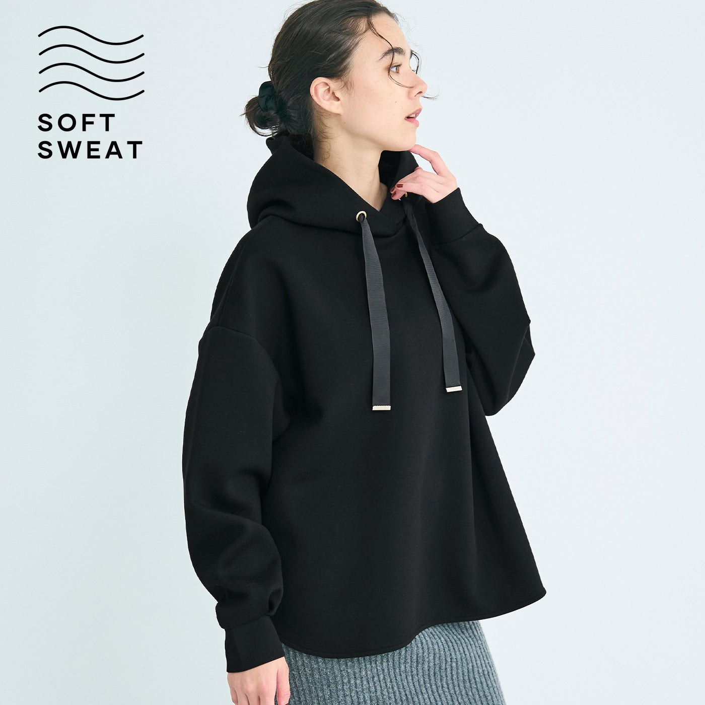 コカ coca ソフトスウェットリボンパーカー （Black） Black