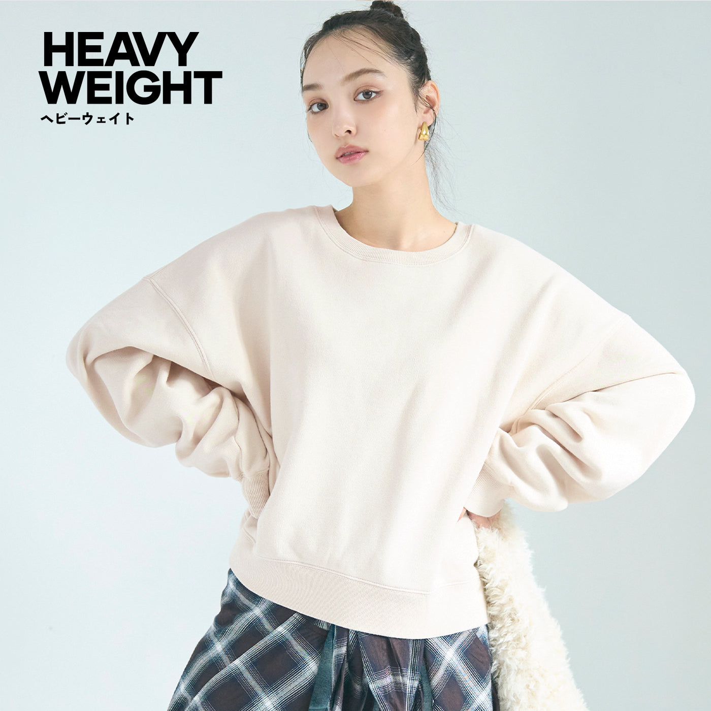 コカ coca ヘビーウェイト裏起毛ビンテージ加工無地スウェット （Lt.beige） Lt.beige