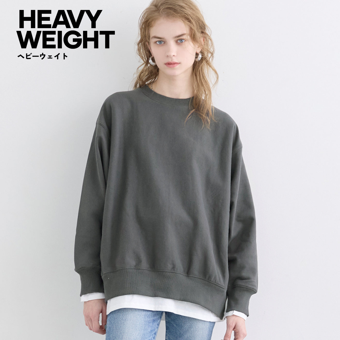 コカ coca ヘビーウェイト裏毛レイヤードスウェット （Charcoal） Charcoal