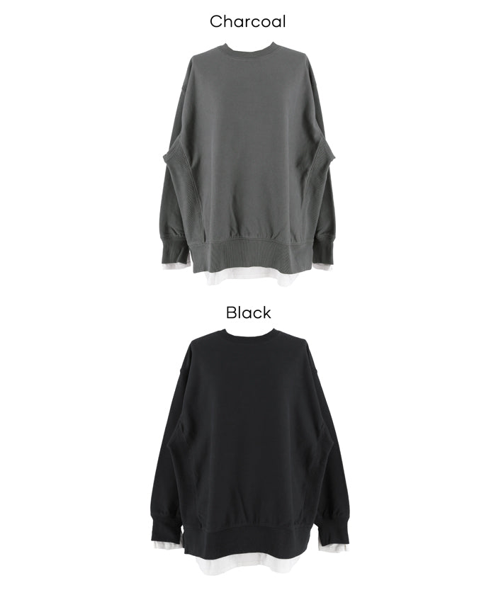 コカ coca ヘビーウェイト裏毛レイヤードスウェット （Charcoal） Charcoal