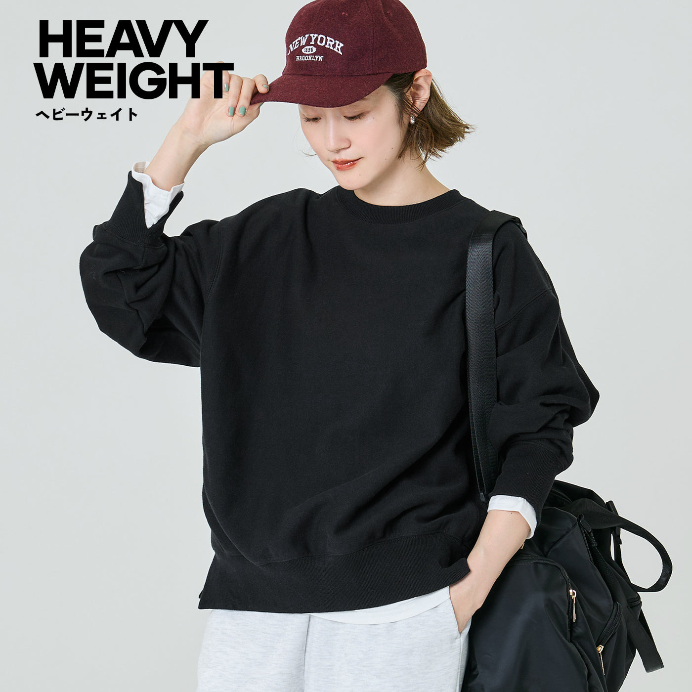 コカ coca ヘビーウェイト裏毛レイヤードスウェット （Black） Black