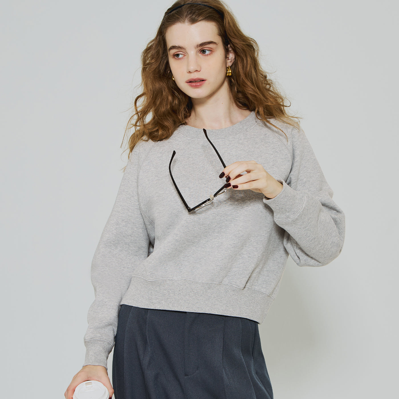 コカ coca ラグランクロップドスウェット （Gray） Gray